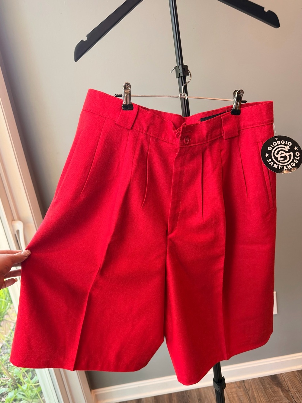 Vintage Giorgio Sant'Angelo Pleated Bermuda Shorts Wool NWT Retro Academia 70s - Picture 4 of 10